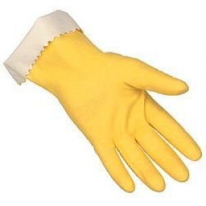 Gloves Yellow Flock Lined MEDIUM - per Pair